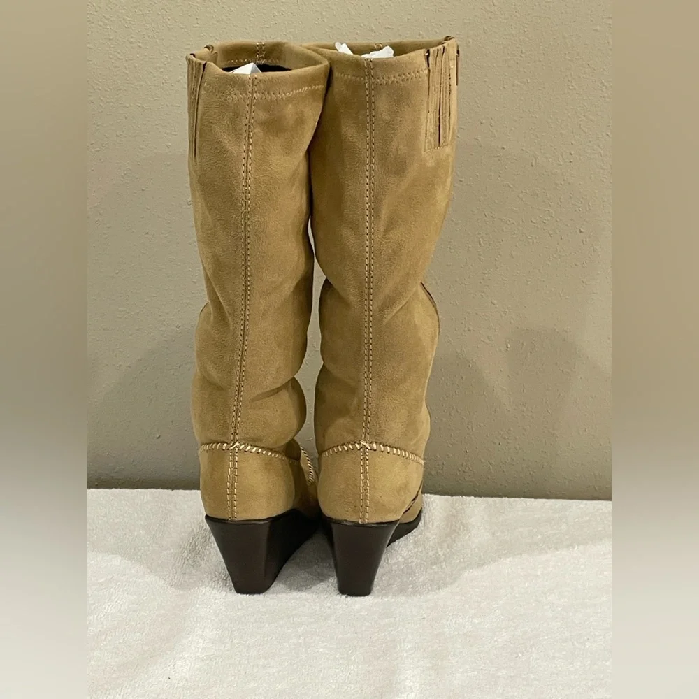 Aerosoles Gather Round Real Suede Knee High Wedge Boot |‎ Color: Tan | Size: 8